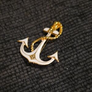 Nautical Gold and White Anchor Pin